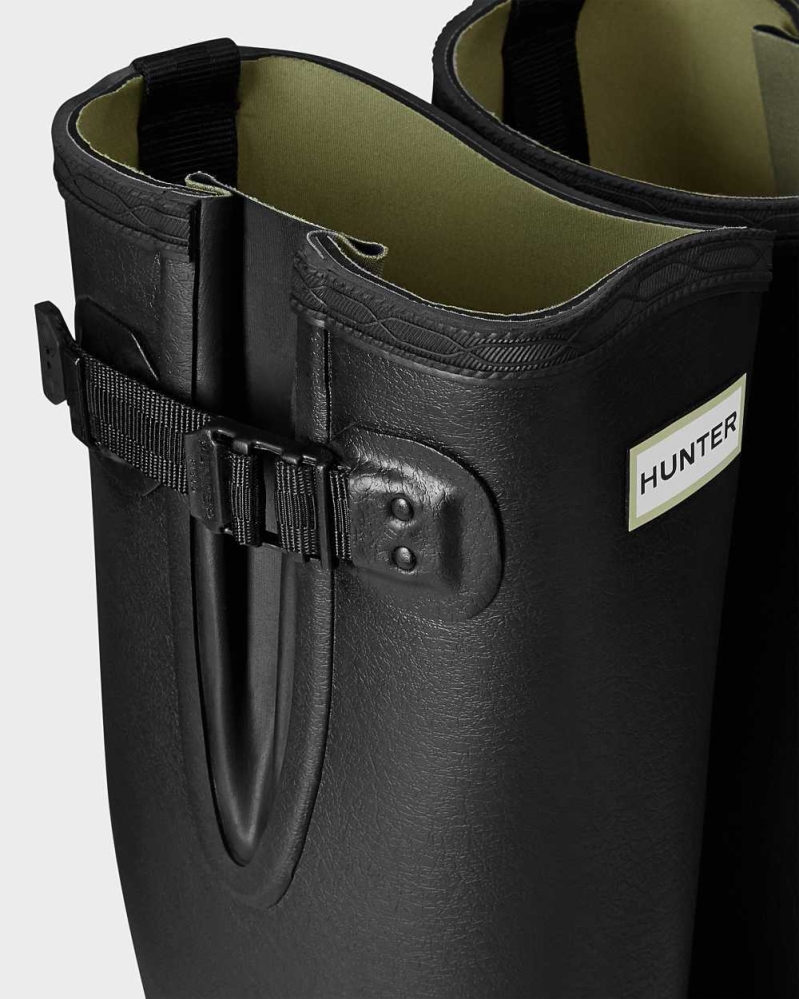 Hunter Balmoral Adjustable 3mm Neoprene Wellington Høye Gummistøvler Herre Svarte | NO-1856CBK