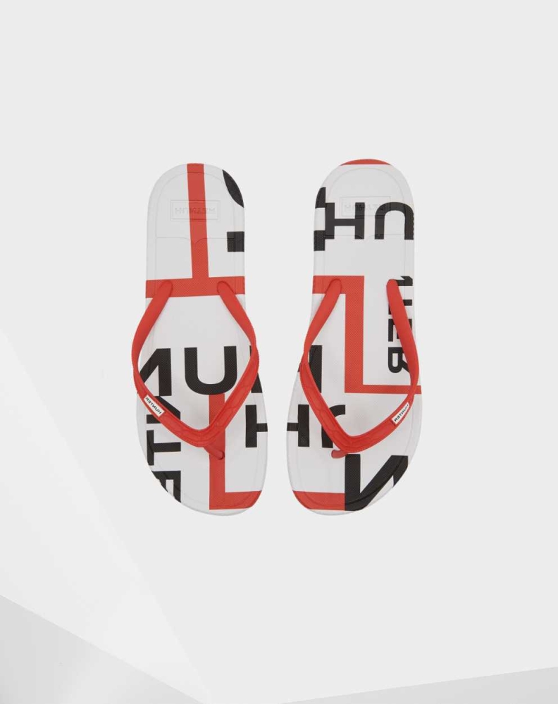 Hunter Original Exploded Logo Flip Flops Herre Rød | NO-0598PKS