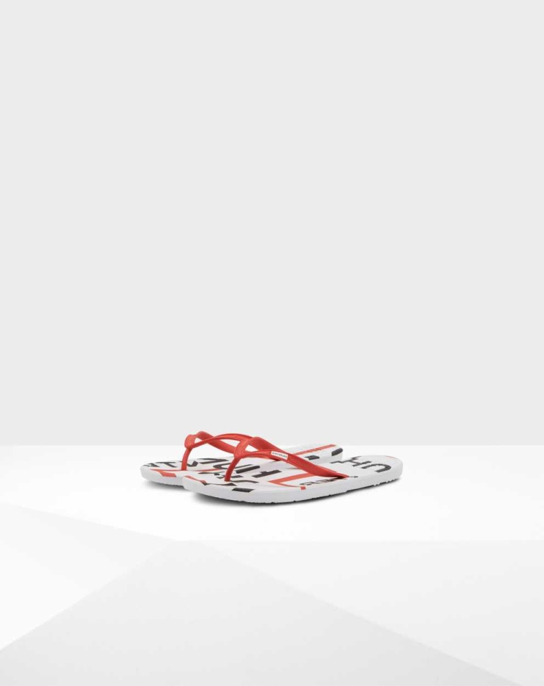 Hunter Original Exploded Logo Flip Flops Herre Rød | NO-0598PKS