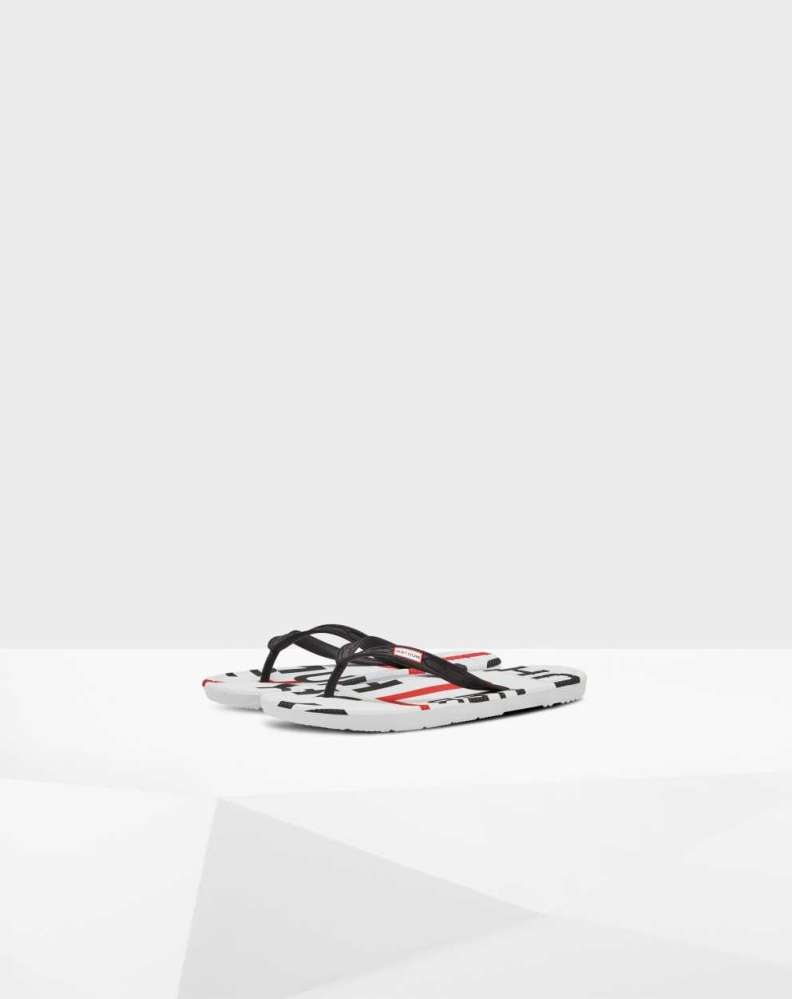 Hunter Original Exploded Logo Flip Flops Dame Svarte | NO-0643YSQ