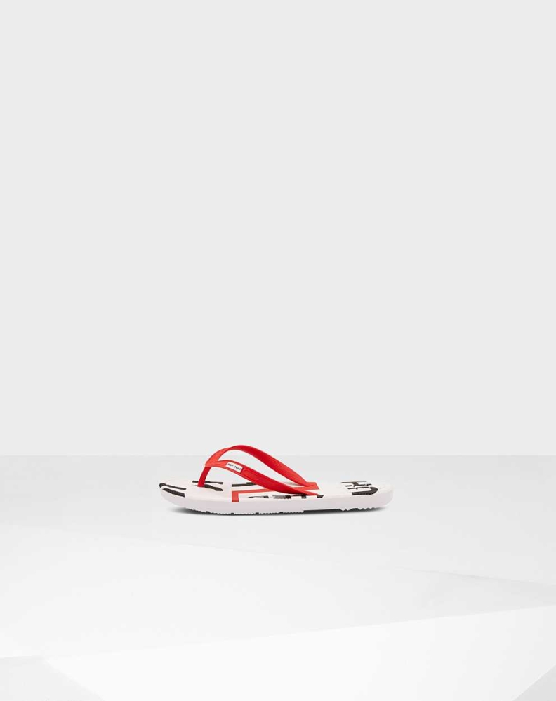 Hunter Original Exploded Logo Flip Flops Dame Rød | NO-0856TUP