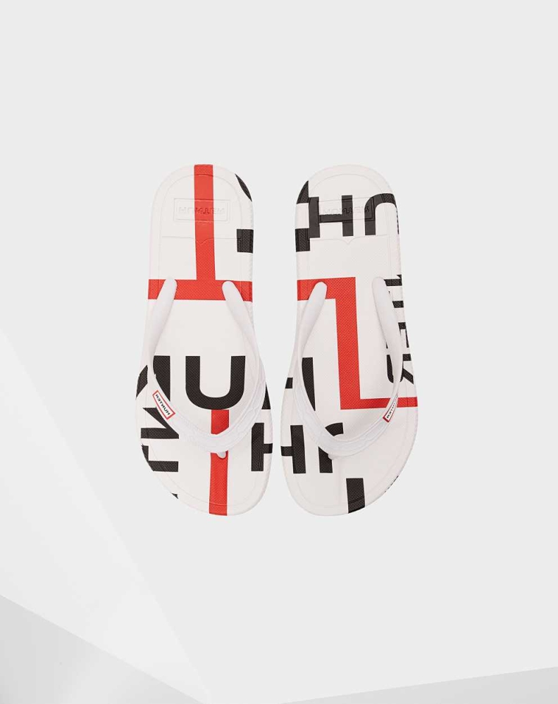 Hunter Original Exploded Logo Flip Flops Dame Hvite | NO-8105BQD