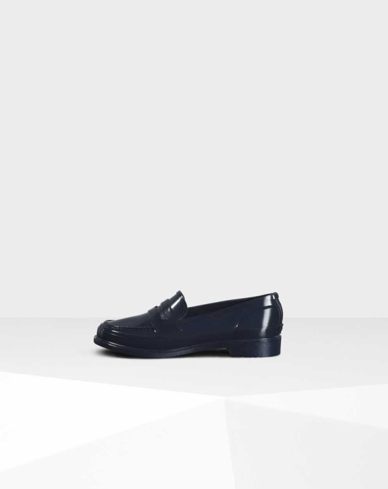 Hunter Original Gloss Penny Loafers Dame Marineblå | NO-4268CEG