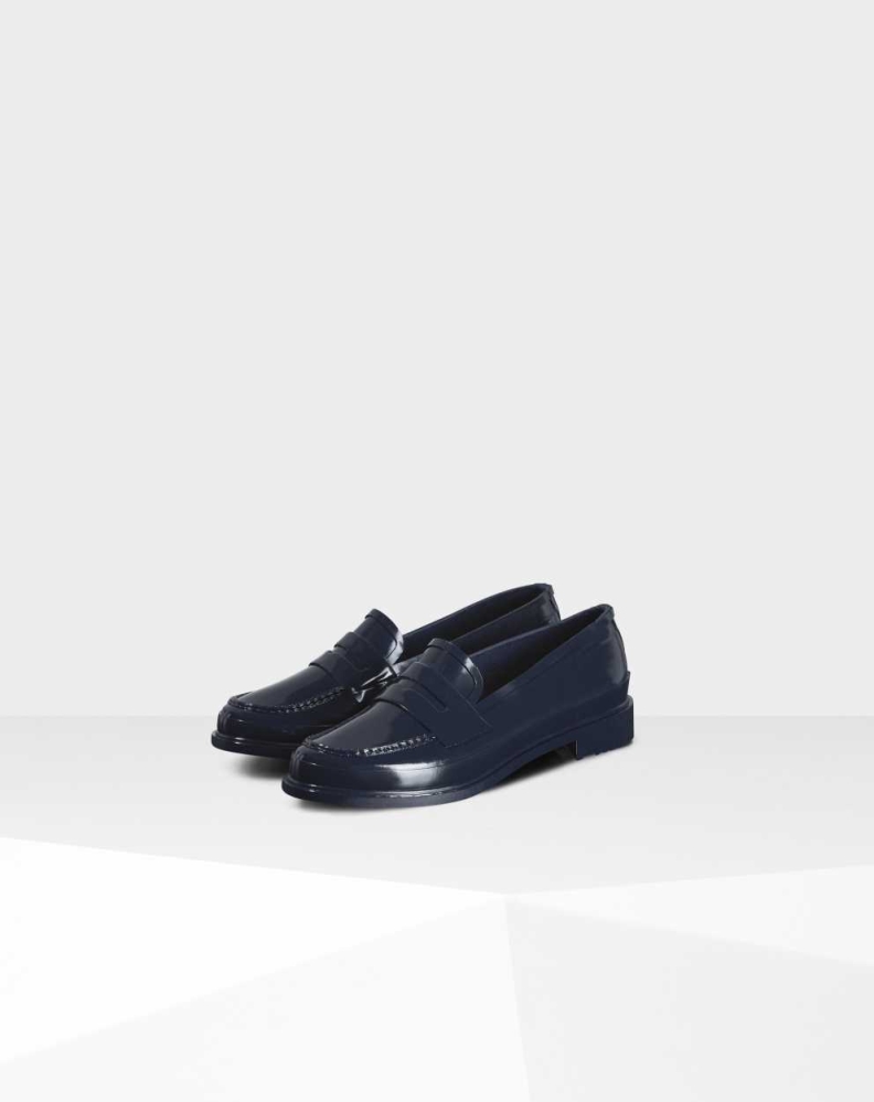 Hunter Original Gloss Penny Loafers Dame Marineblå | NO-4268CEG