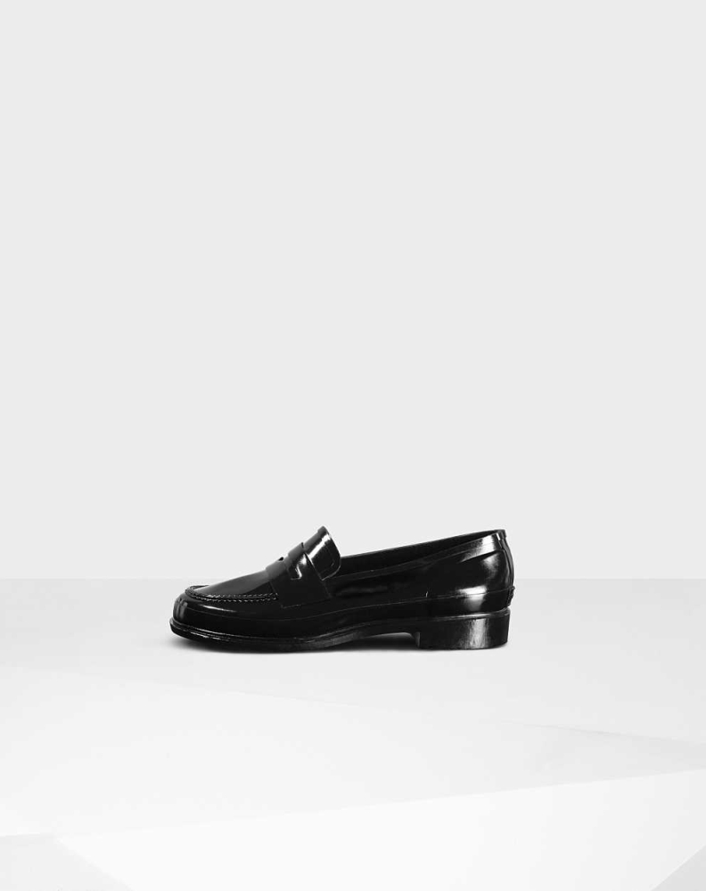 Hunter Original Gloss Penny Loafers Dame Svarte | NO-4915QUK