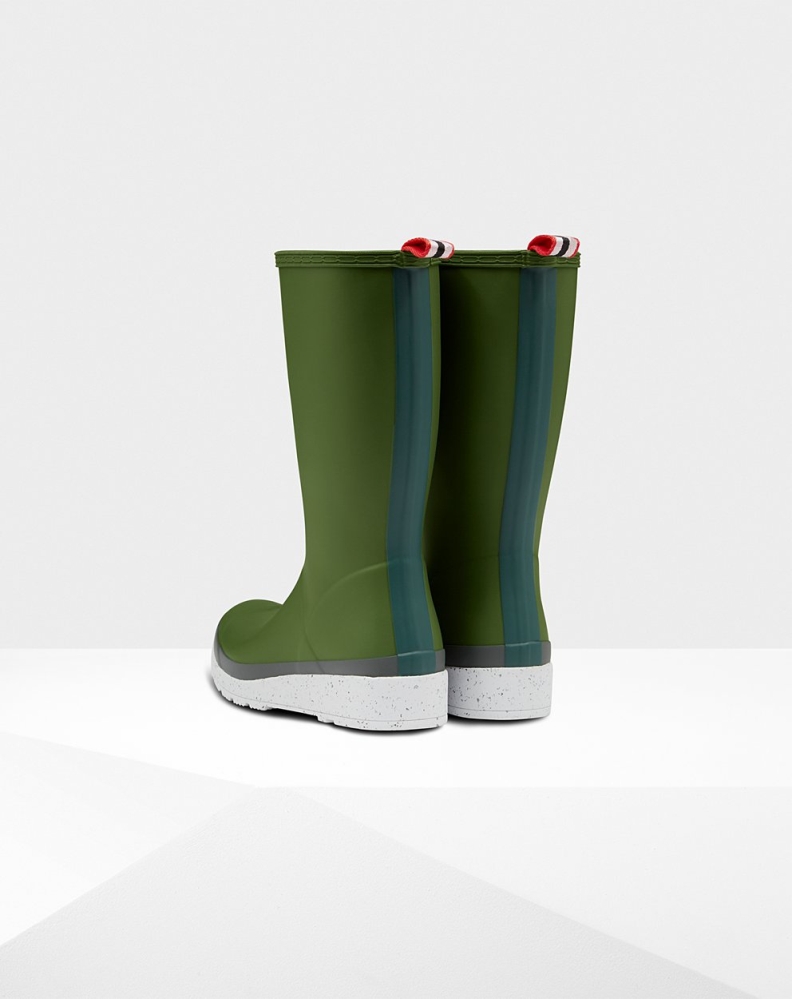 Hunter Original Høye Speckle Rain Spill Boots Dame Grønn Hvite | NO-3019LWM